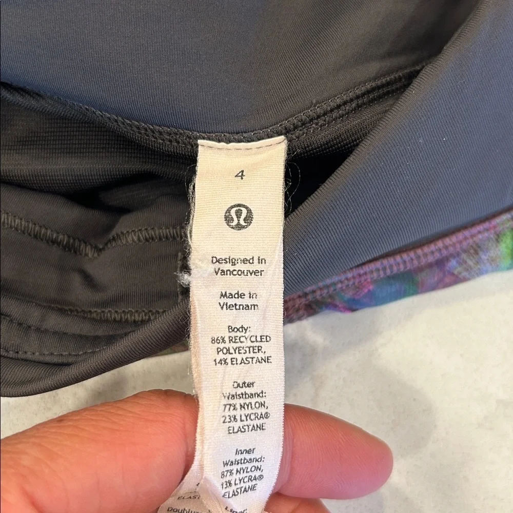 Lululemon Speed Up Low-Rise Lined Short 4” Vivid Floral Multi/Graphite Grey